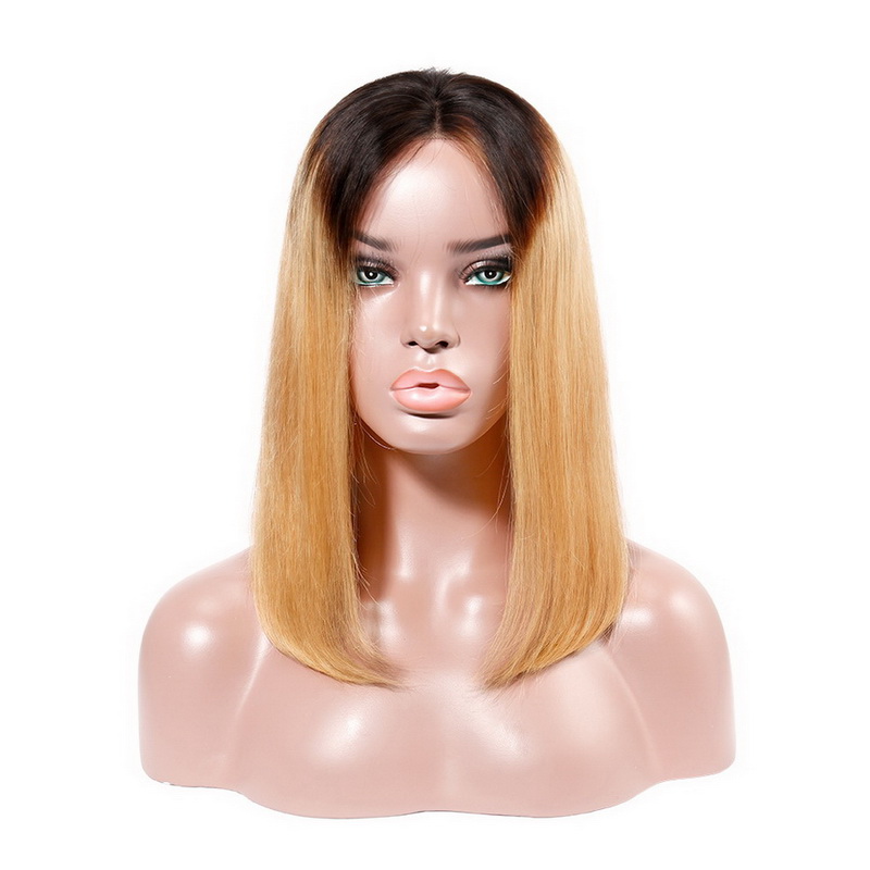 Black Root Ombre 1B/27 Straight BOB Lace Front Wig - 图片 2
